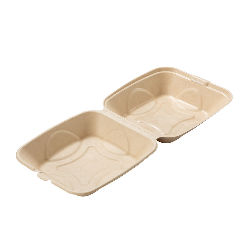 Deep Medium PLA Lined Hinged Lid NPFA Containers 7.875" x 8" x 3.19", open