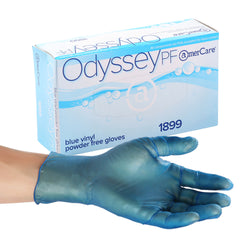 Odyssey Blue Vinyl Gloves, Powder Free