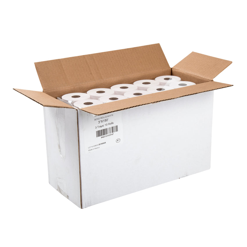 POS Tray, 3" x 150' 1 Ply Bond Register Rolls, Open Case