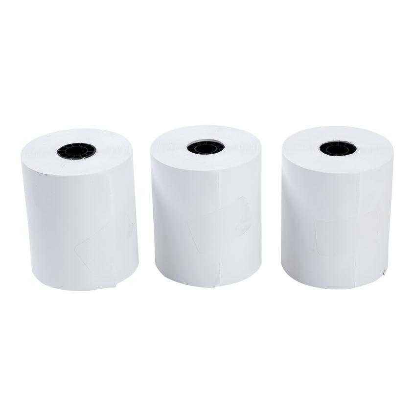 POS Tray, 3" x 150' 1 Ply Bond Register Rolls, Photo of Three Rolls Side By Side