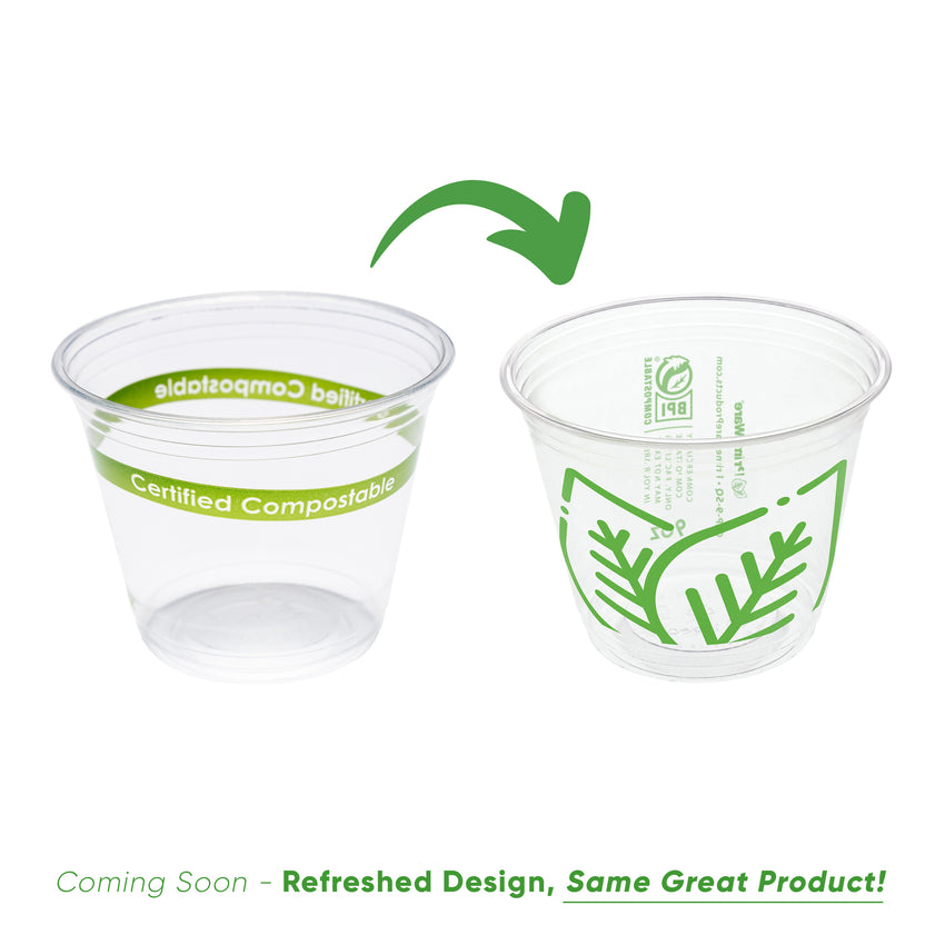 9 oz Compostable Squat Clear PLA Cup