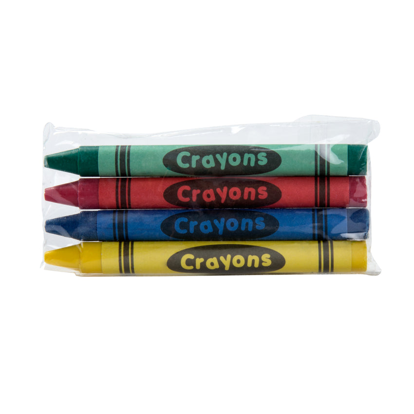 Cello Wrapped 4-Pack Crayons, Yellow, Blue, Green and Red Crayons