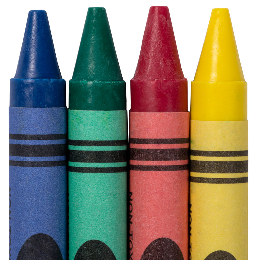 Crayons, Bulk Pack, Close-Up Of Blue, Red, Green and Yellow Crayons