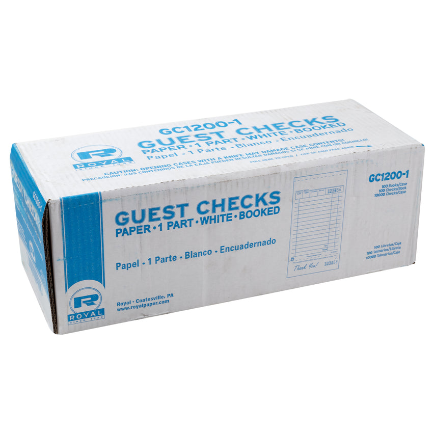 White Guest Checks 1-Part Booked, 15 lines, Closed Case