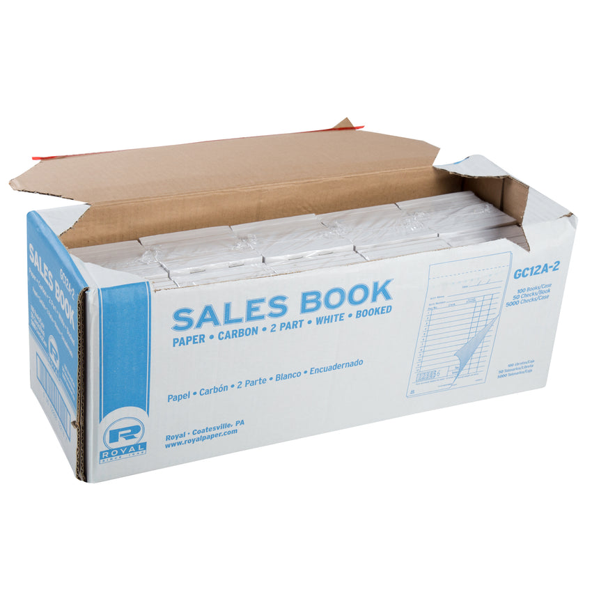 White Sales Books 2-Part Booked, Carbon, 13 lines, Open Case