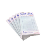 Green Guest Check 1-Part Booked, 15 lines, Pile of Five Guest Checks