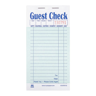 GUEST CHECK PAPER INTERLEAV CARBON 2 PT BOOKED