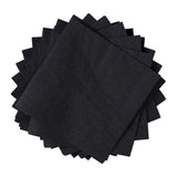 BLACK BEVERAGE NAPKINS 9.5" x 9.5", Group Of Napkins Fanned In Circular Orientation