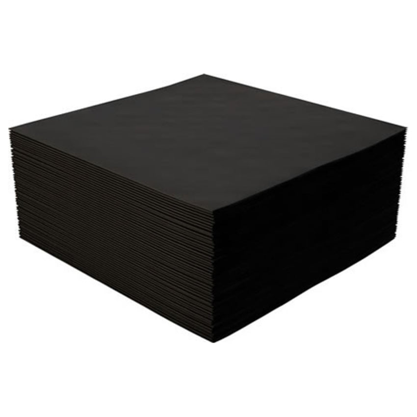 BLACK BEVERAGE NAPKINS 9.5" x 9.5", Stack Of Napkins