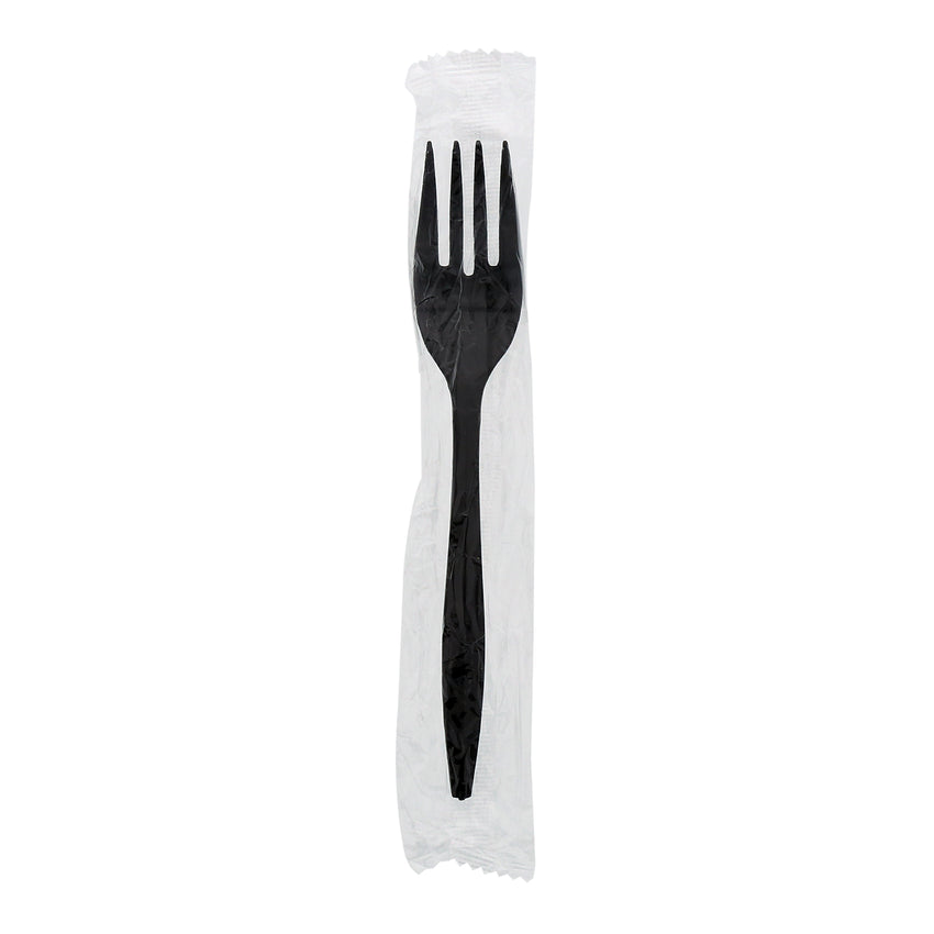 Black Polypropylene Fork, Medium Weight, Individually Wrapped