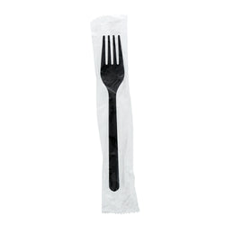 Black Polypropylene Fork, Medium Heavy Weight, Individually Wrapped