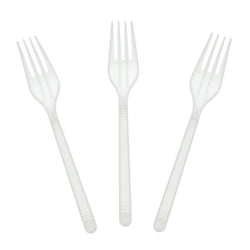 White Polypropylene Fork, Medium Heavy Weight, Three Forks Fanned Out