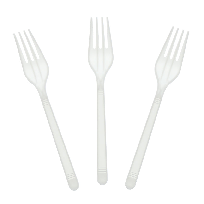 White Polypropylene Fork, Medium Heavy Weight, Three Forks Fanned Out