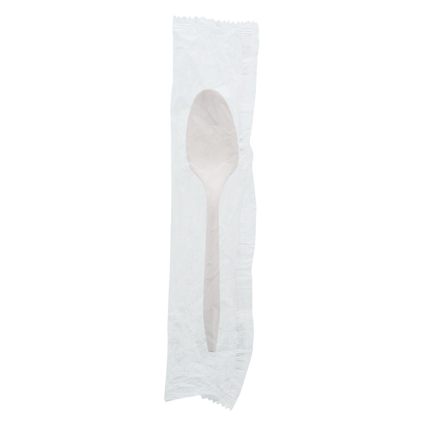 White Polypropylene Teaspoon, Medium Weight, Individually Wrapped