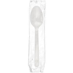 White Polypropylene Teaspoon, Medium Heavy Weight, Individually Wrapped