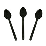 Black Polypropylene Teaspoon, Heavy Weight, Three Teaspoons Fanned Out