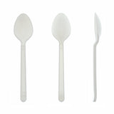 White Polypropylene Teaspoon, Heavy Weight, Three Teaspoons Side by Side