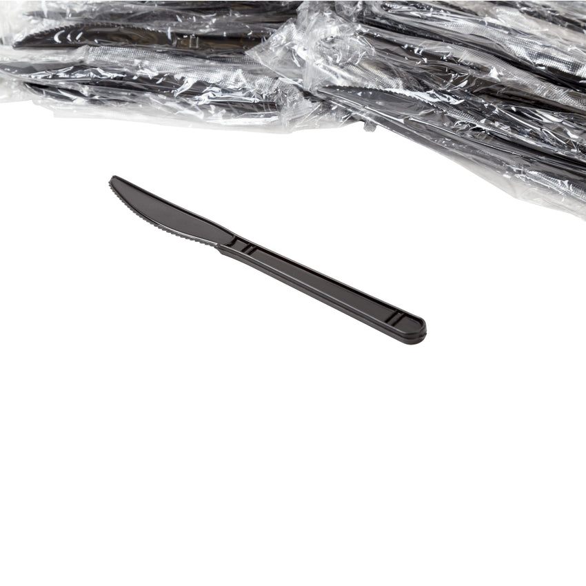 Black Polypropylene Knife, Heavy Weight, Individually Wrapped