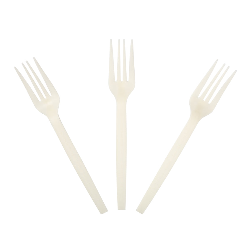 7" Fork Plant Starch Material, 3 Forks Fanned Out View