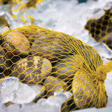 PLASTIC MESH BAG YELLOW 24", Bag Filled With Clams