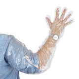 SHOULDER LENGTH GLOVES CLEAR POLYETHYLENE, 35" LONG, Worn On Arm View