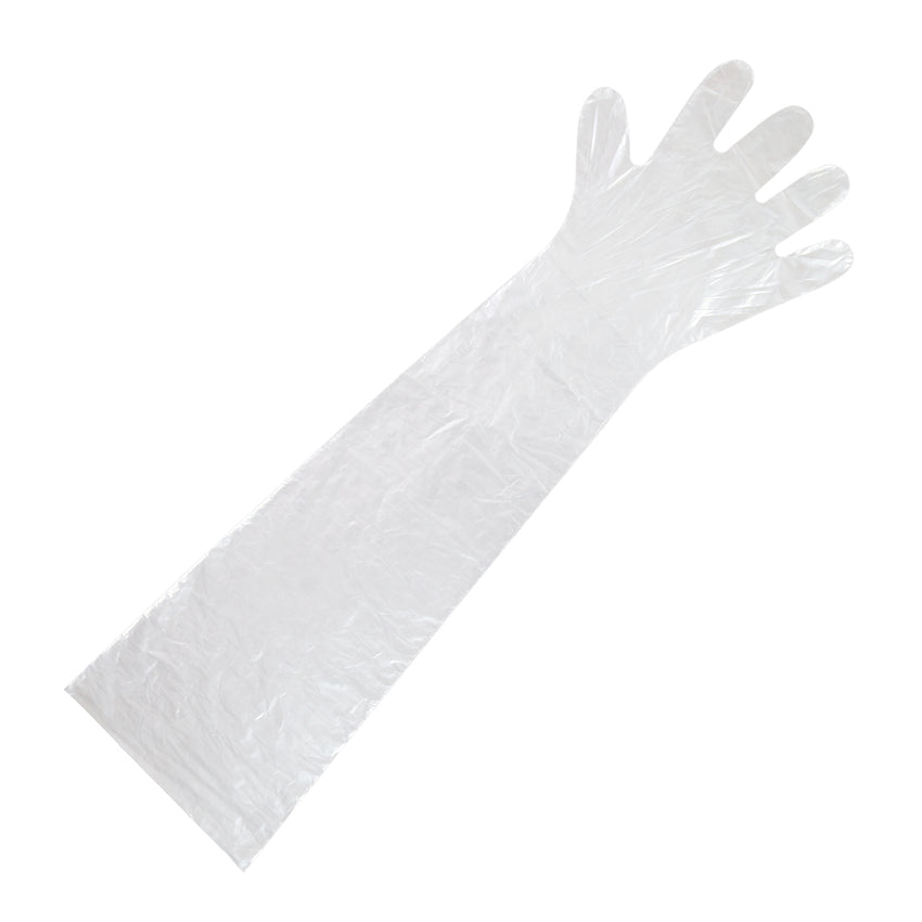 SHOULDER LENGTH GLOVES CLEAR POLYETHYLENE, 35" LONG