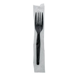 Black Polystyrene Fork, Medium Heavy Weight, Individually Wrapped