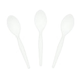 White Polystyrene Teaspoon, Medium Heavy Weight, Three Teaspoons Fanned Out