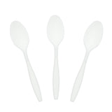 White Polystyrene Teaspoon, Heavy Weight, Three Teaspoons Fanned Out