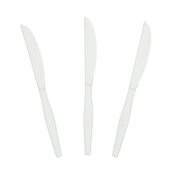 White Polystyrene Knife, Medium Heavy Weight, Three Knives Fanned Out