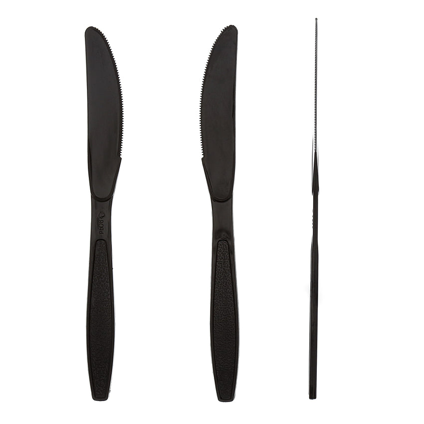 Black Polystyrene Knife, Heavy Weight, Three Knives, Side by Side