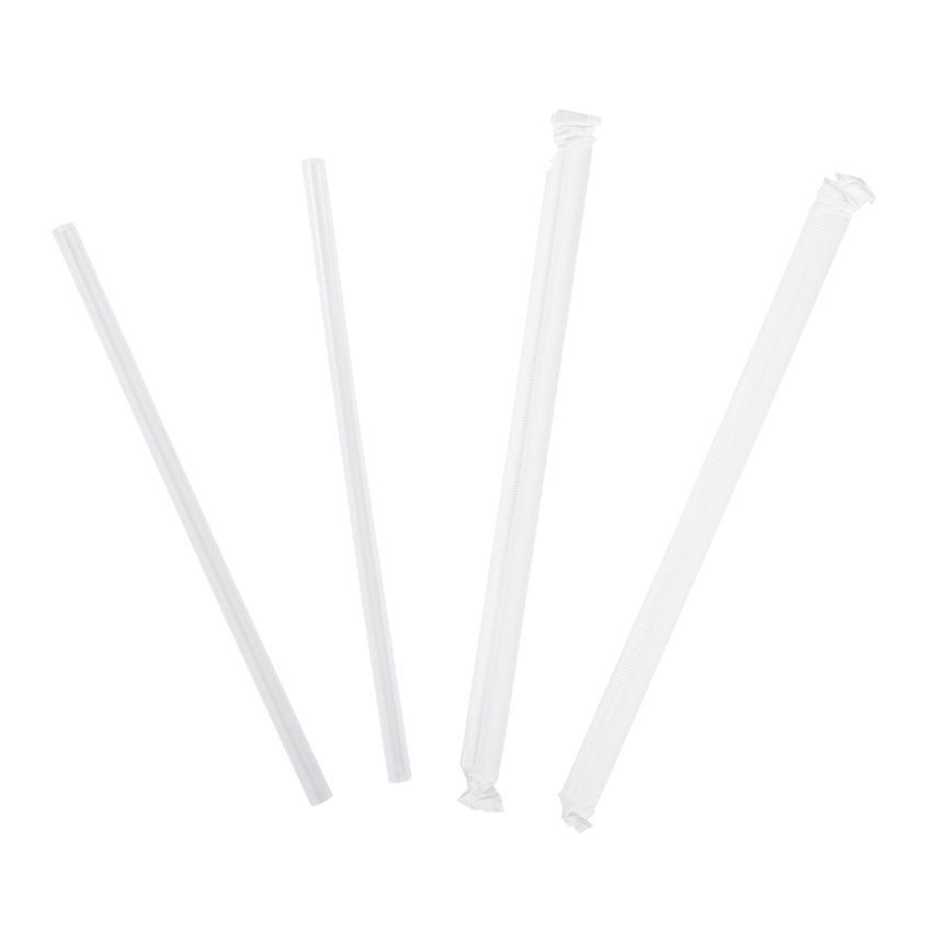 7.75" Giant Clear Straw, Paper Wrapped, Group Image, Fanned Out Straws