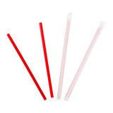 7.75" Giant Red Straw, Paper Wrapped, Group Image, Fanned Out Straws