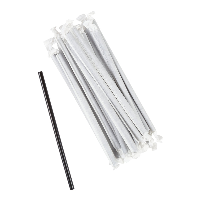 7.75" Giant Black Straw, Paper Wrapped, Group Image