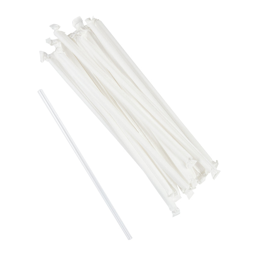 10.25" Giant Straw, Clear, Paper Wrapped, Group Image