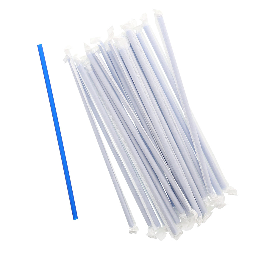 10.25" Giant Straw, Blue, Paper Wrapped, Group Image