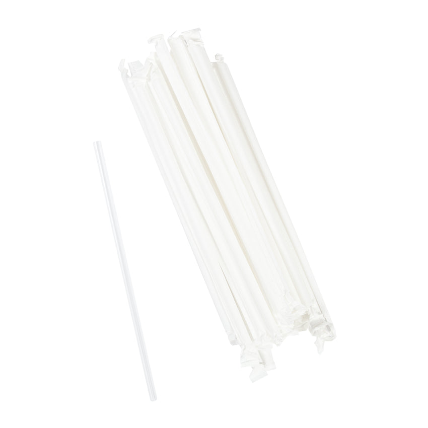 7.75" Jumbo Clear Straw, Paper Wrapped, Group Image