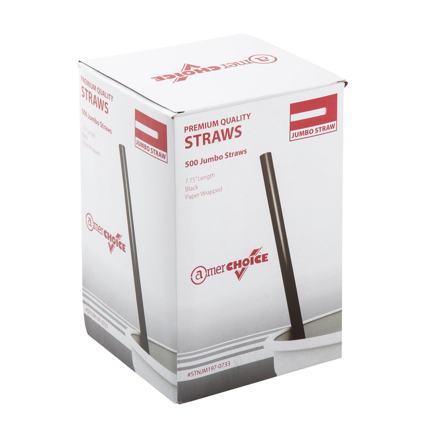 7.75" Jumbo Black Straw, Paper Wrapped, Inner Package