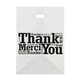 DIE CUT HANDLED MULTILINGUAL SHOPPING BAG 12" X 10" X 17" 