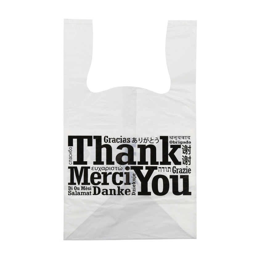 FLAT BOTTOM MULTILINGUAL T-SHIRT BAG 11.5" X 10.5" X 19"